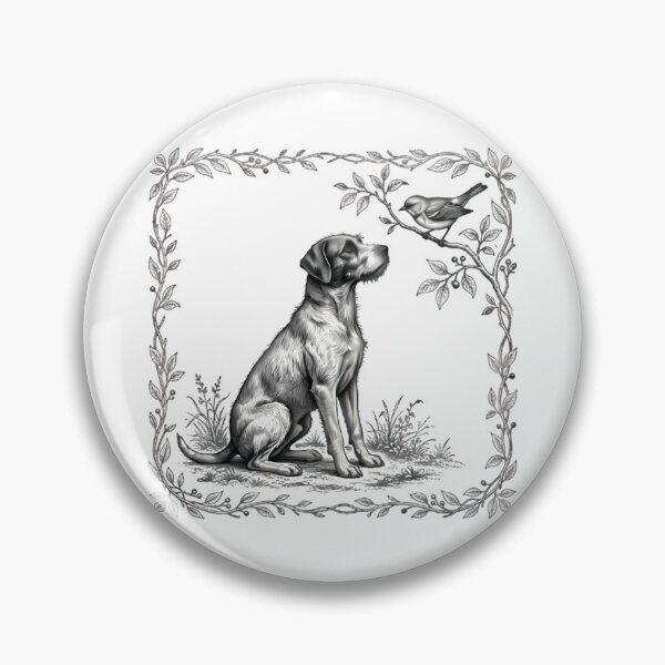 Item preview, Dog Watching Bird on Branch Illustration designed and sold by Linework Studio.