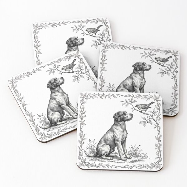 Item preview, Dog Watching Bird on Branch Illustration designed and sold by Linework Studio.