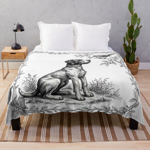 Item preview, Dog Watching Bird on Branch Illustration designed and sold by Linework Studio.