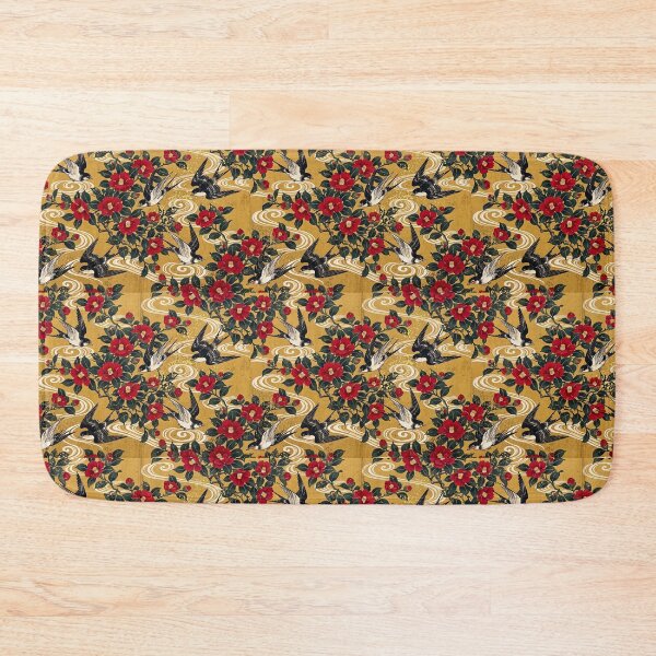 Item preview, Vintage Kacho-ga Swallows and Red Camellia Pattern designed and sold by ArtfulAlchemy1.