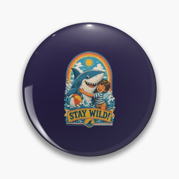 Item preview, Stay Wild Shark Hug Retro Vintage Illustration designed and sold by AbderraimArt.