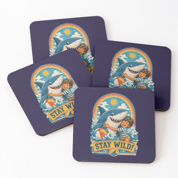 Item preview, Stay Wild Shark Hug Retro Vintage Illustration designed and sold by AbderraimArt.