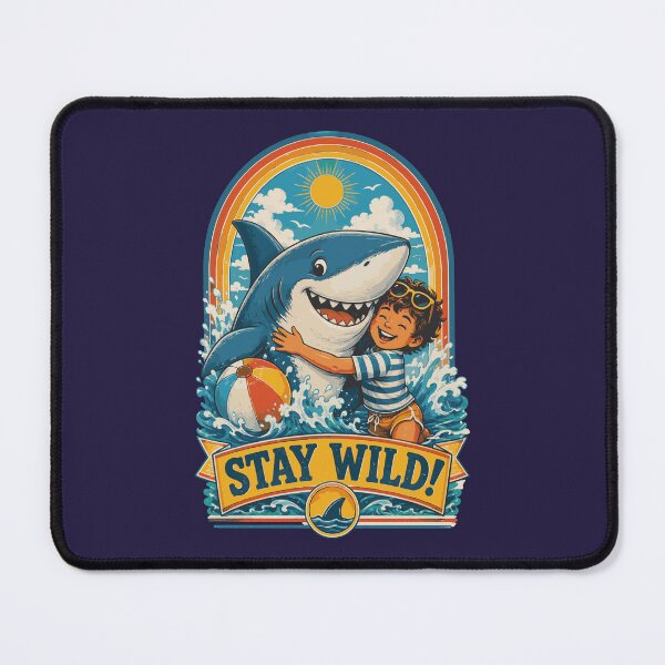 Item preview, Stay Wild Shark Hug Retro Vintage Illustration designed and sold by AbderraimArt.