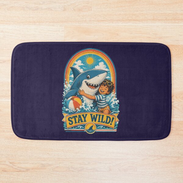 Item preview, Stay Wild Shark Hug Retro Vintage Illustration designed and sold by AbderraimArt.