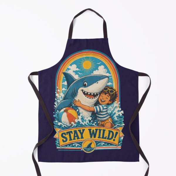 Item preview, Stay Wild Shark Hug Retro Vintage Illustration designed and sold by AbderraimArt.