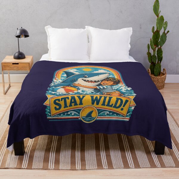 Item preview, Stay Wild Shark Hug Retro Vintage Illustration designed and sold by AbderraimArt.