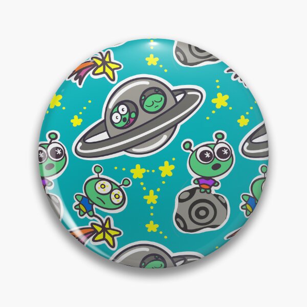Item preview, Green Aliens UFO Space Doodle Pattern designed and sold by CI Creative Design LLC.