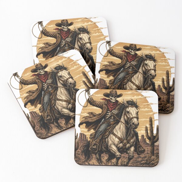 Item preview, Skeleton Cowboy Riding Horse with Lasso designed and sold by LovePrintArt.