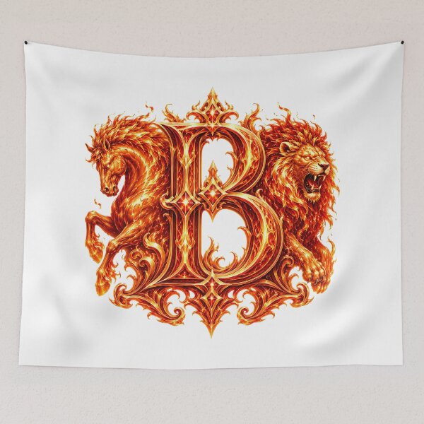 Item preview, Flameborn Zodiac: The Horse-Leo Inferno Letter B designed and sold by BlissBlvdShop.