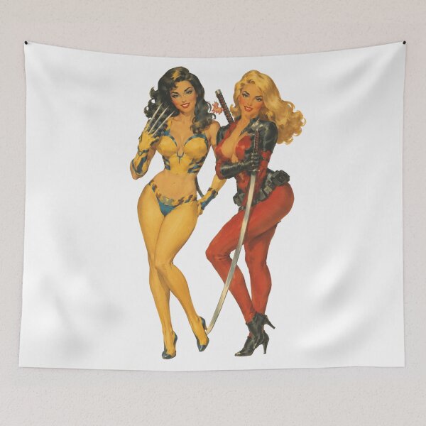 Item preview, Vintage Pin-Up Cosplay Duo | Clawed Hero & Mercenary Inspired Retro Art designed and sold by Cosplayvintage.