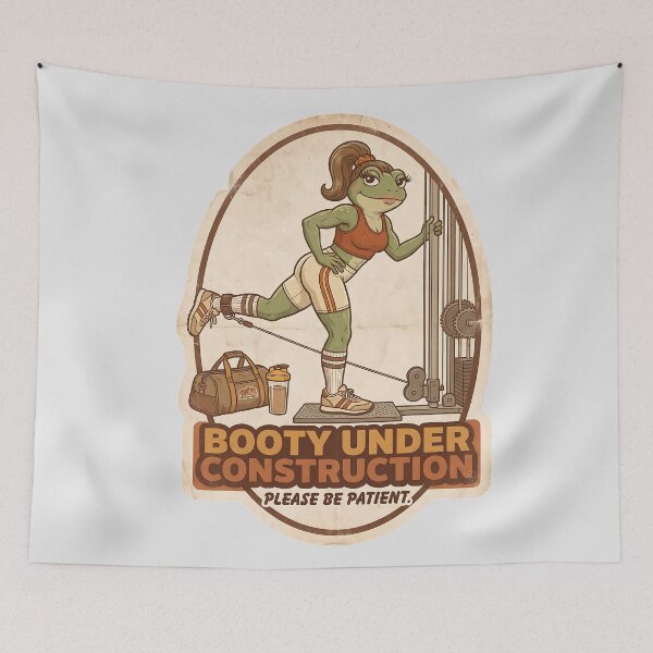 Item preview, Gym Frog Booty Under Construction Retro Workout designed and sold by MythicCotton.