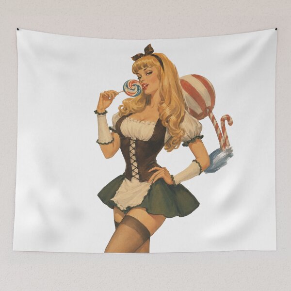 Item preview, Vintage Candy Pin-Up Girl | Original Retro Sweet Shop Illustration designed and sold by Cosplayvintage.