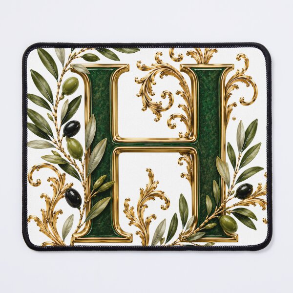Item preview, Elegant Letter H Monogram with Olive Branches & Gold Botanical Design | Luxury Green Floral Initial designed and sold by MoodLay.