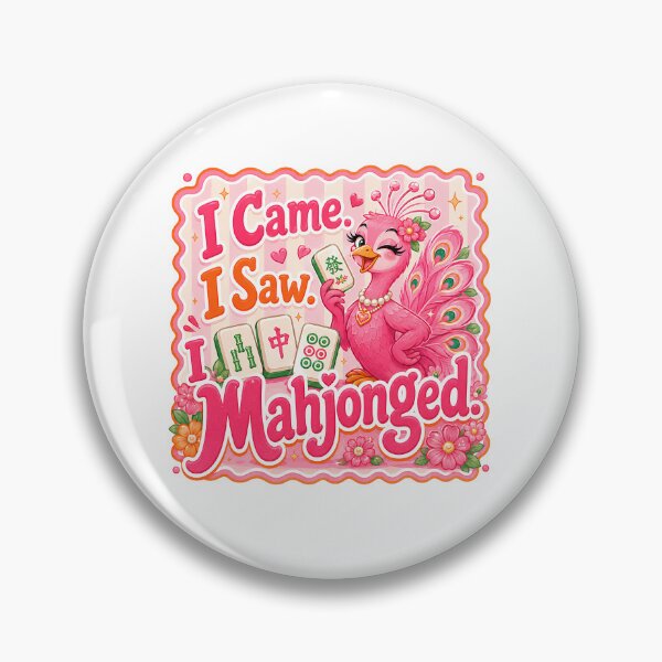 Item preview, I Came I Saw I Mahjonged Cute Pink Peacock Mahjong Design designed and sold by WHDProduction45.