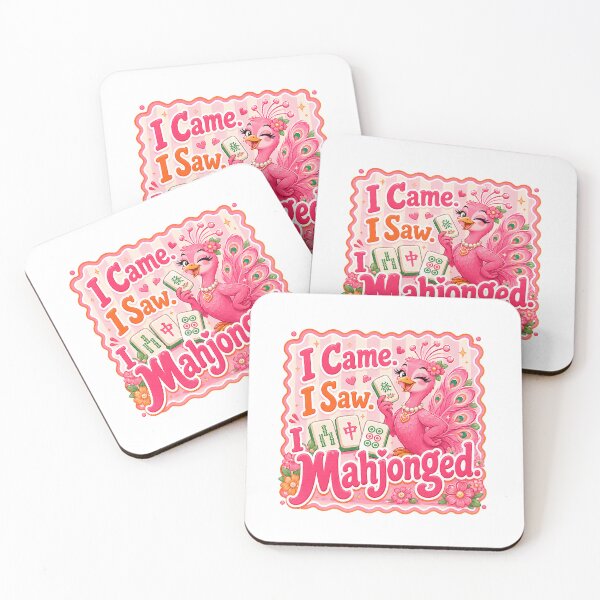 Item preview, I Came I Saw I Mahjonged Cute Pink Peacock Mahjong Design designed and sold by WHDProduction45.