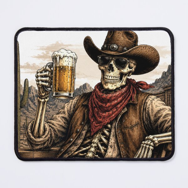 Item preview, Skeleton Cowboy Drinking Beer designed and sold by LovePrintArt.