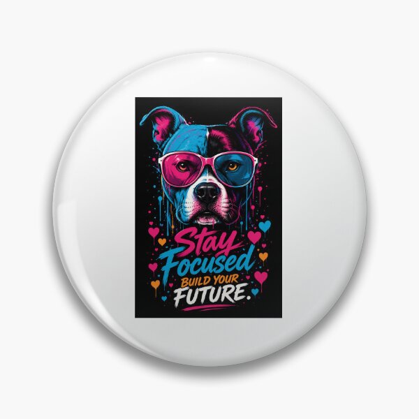 Item preview, Stay Focused Build Your Future – Neon Pitbull Dog Motivational Quote designed and sold by PixelStyle Studio.