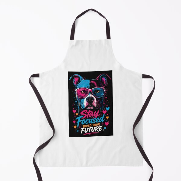 Item preview, Stay Focused Build Your Future – Neon Pitbull Dog Motivational Quote designed and sold by PixelStyle Studio.