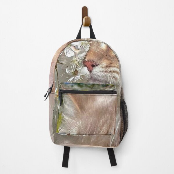 Item preview, Blue-Eyed Fluffy Cat with Spring Blossoms | Elegant Floral Cat Art designed and sold by Jesus-istheway.