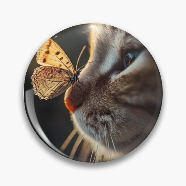 Item preview, Curious Cat and Butterfly | Golden Hour Nature Cat Photography designed and sold by Jesus-istheway.