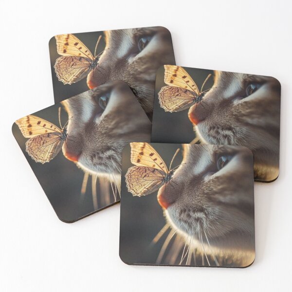 Item preview, Curious Cat and Butterfly | Golden Hour Nature Cat Photography designed and sold by Jesus-istheway.