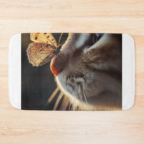 Item preview, Curious Cat and Butterfly | Golden Hour Nature Cat Photography designed and sold by Jesus-istheway.