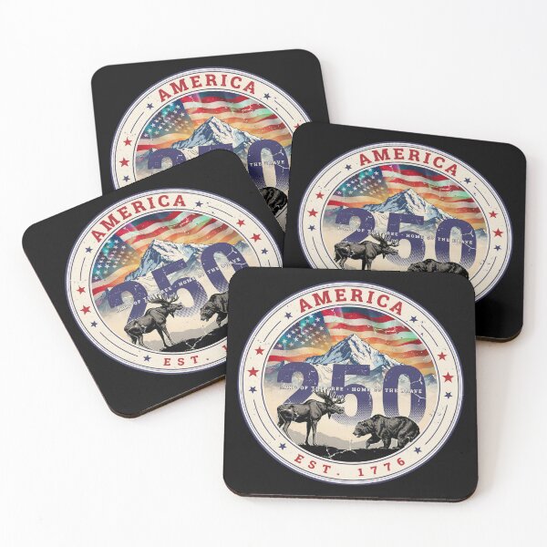 Item preview, America 250 Alaska Vintage Badge Moose Bear Mountain Patriotic Est 1776 Design v3 designed and sold by DarylWelsh2024.