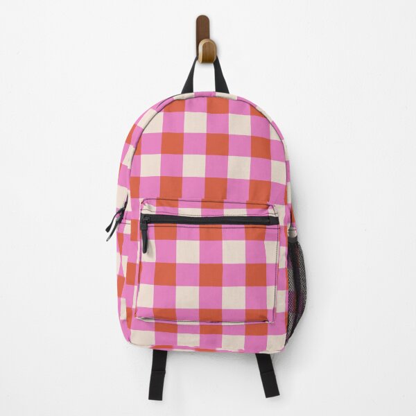 Item preview, Retro plaid pattern in shades of pink, coral, and cream designed and sold by kenagui.