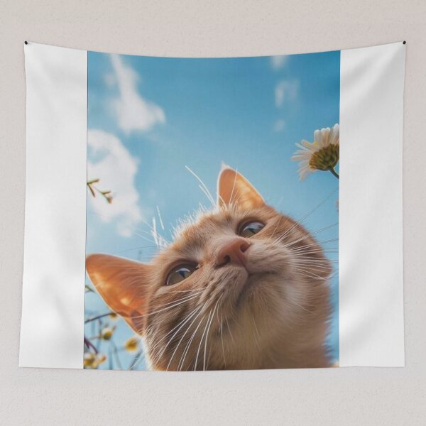 Item preview, Curious Orange Cat Among Daisies | Sunny Spring Cat Aesthetic designed and sold by Jesus-istheway.