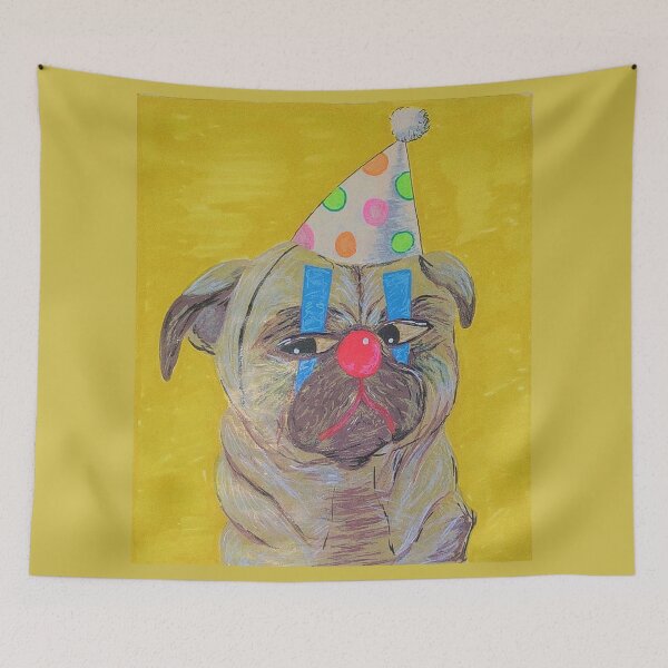 Item preview, sad clown pug designed and sold by trinketgal.