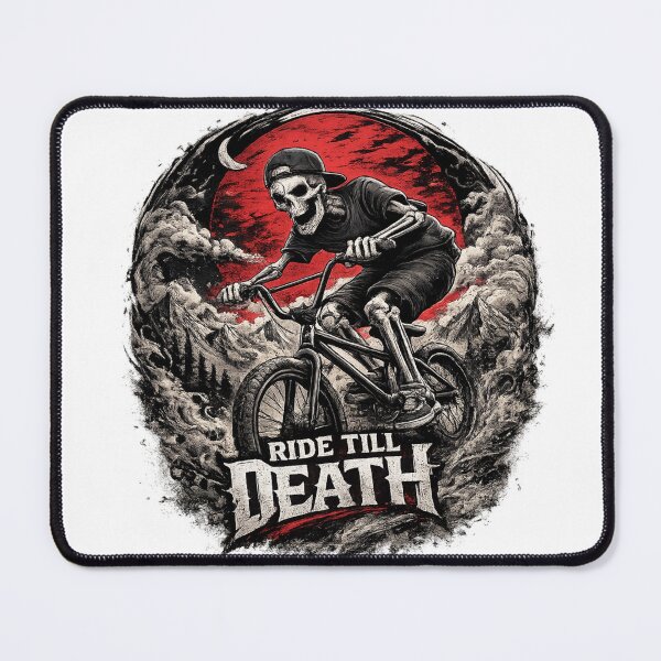 Item preview, Ride Till Death – Skeleton BMX Rider Under the Blood Moon designed and sold by smartprintuk.