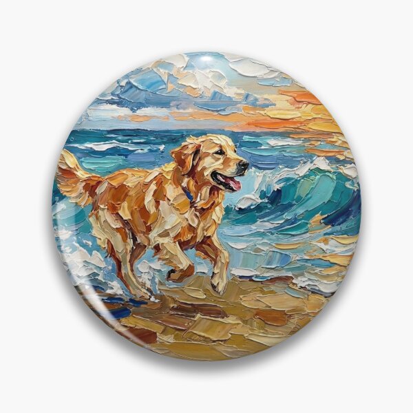 Item preview, Beach Days - Frolicking Golden Retriever designed and sold by AjaTrier.