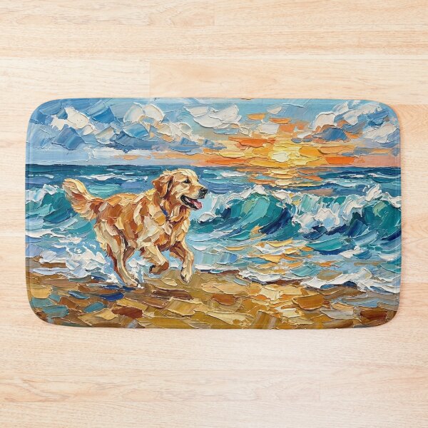 Item preview, Beach Days - Frolicking Golden Retriever designed and sold by AjaTrier.