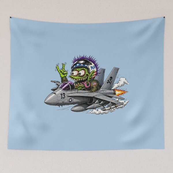 Item preview, Crazy Monster Fighter Pilot Jet Cartoon Aviation Art designed and sold by hobrath.