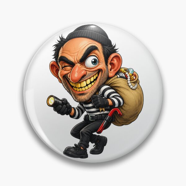 Item preview, Funny Cartoon Burglar – Sneaky Thief Character Sticker designed and sold by AlexLineArt.