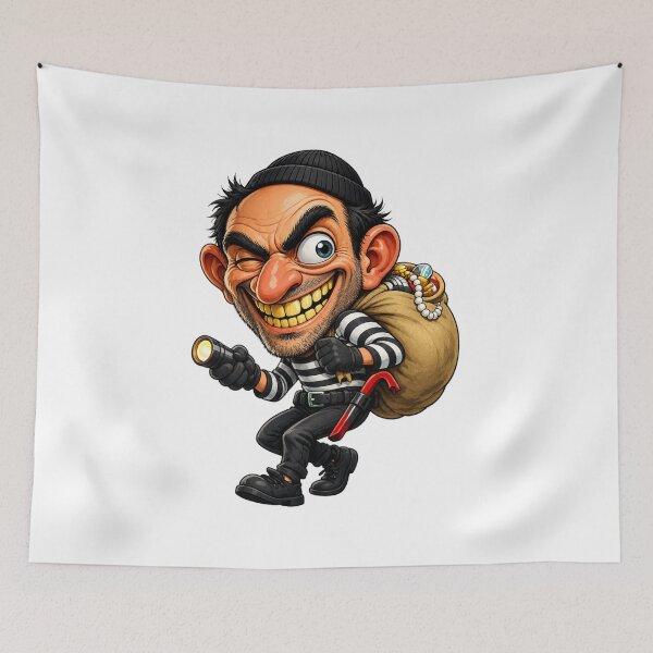 Item preview, Funny Cartoon Burglar – Sneaky Thief Character Sticker designed and sold by AlexLineArt.