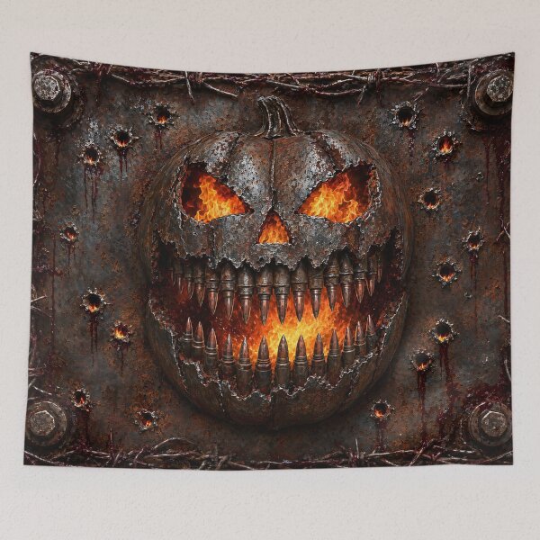 Item preview, Industrial Halloween Rusted Plate & Cyber Barbed Wire Pumpkin designed and sold by Aimaniia666.
