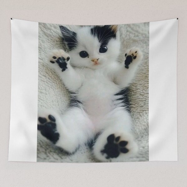 Item preview, Adorable Black & White Kitten with Tiny Paw Pads | Cute Kawaii Cat Illustration designed and sold by Jesus-istheway.