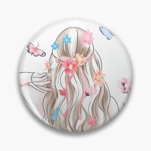 Item preview, Pretty Girls Are the Prettiest Floral Girl Back View Aesthetic Illustration designed and sold by Rogue Heart Collective™.