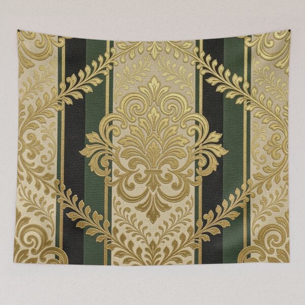 Item preview, Oat, Teal, and Black Striped Gold Damask designed and sold by DesignsByPrnces.