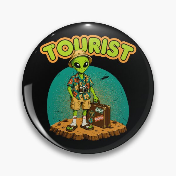 Item preview, Tourist Alien | Funny Retro UFO Cartoon designed and sold by KennyTheBartender.