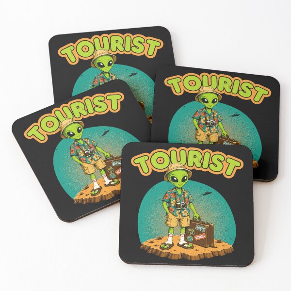 Item preview, Tourist Alien | Funny Retro UFO Cartoon designed and sold by KennyTheBartender.