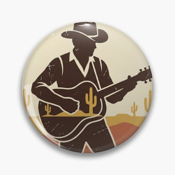 Item preview, Country Western Guitar Cowboy Silhouette Retro Desert Art designed and sold by UmutK.