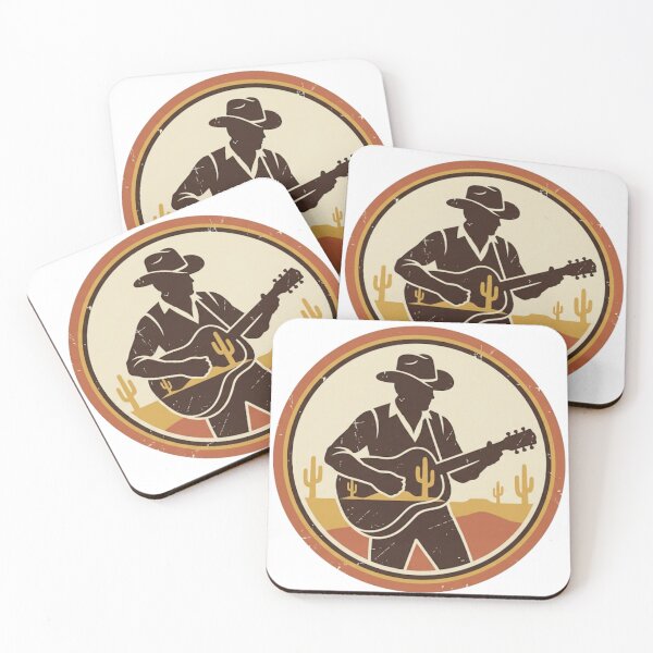 Item preview, Country Western Guitar Cowboy Silhouette Retro Desert Art designed and sold by UmutK.