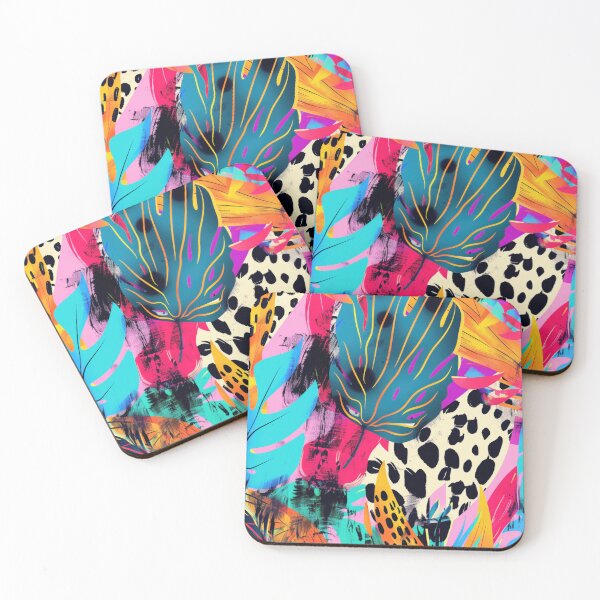 Item preview, Abstract illustration with tropical leaves, leopard print and abstract shapes in vibrant colors. 	 designed and sold by Soft Oddity.