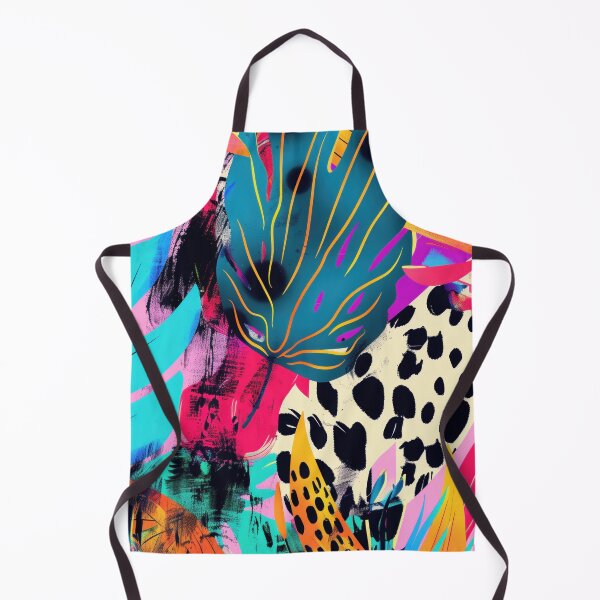 Item preview, Abstract illustration with tropical leaves, leopard print and abstract shapes in vibrant colors. designed and sold by Soft Oddity.
