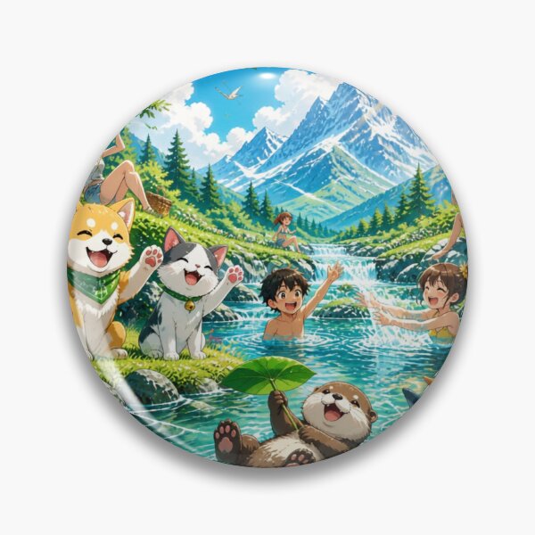 Item preview, Summer Fantasy River Adventure – Happy Anime Animals in Nature | Magical Forest Water Scene designed and sold by DervoTeck2767.
