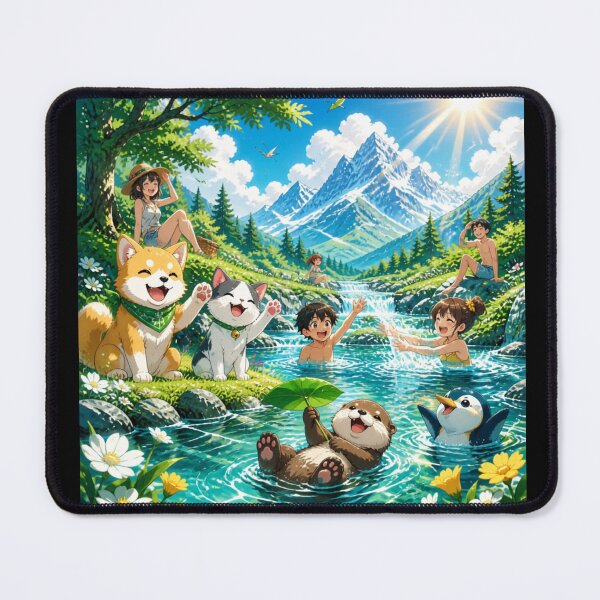 Item preview, Summer Fantasy River Adventure – Happy Anime Animals in Nature | Magical Forest Water Scene designed and sold by DervoTeck2767.