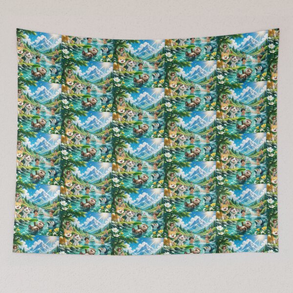 Item preview, Summer Fantasy River Adventure – Happy Anime Animals in Nature | Magical Forest Water Scene designed and sold by DervoTeck2767.