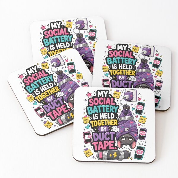 Item preview, Social Battery Duct Tape Bat Design designed and sold by KXDigitalStudio.